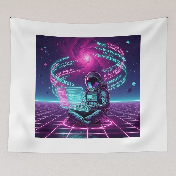 Item preview, Synthwave Astronaut Programmer - Retro Space Coding Art designed and sold by DesignEpic22.