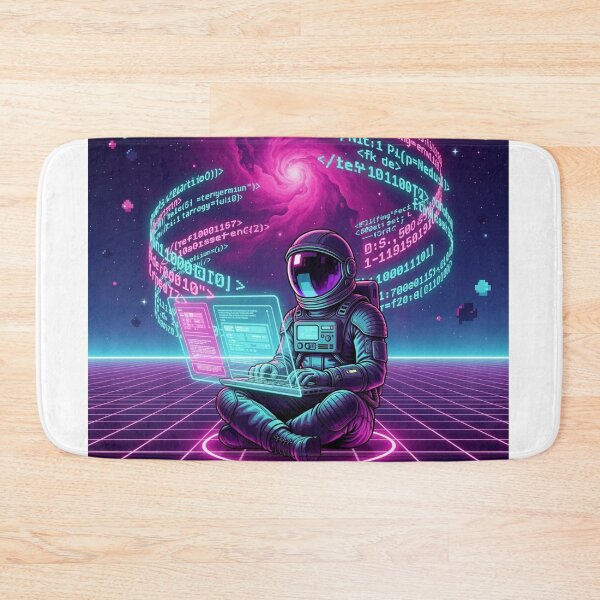 Item preview, Synthwave Astronaut Programmer - Retro Space Coding Art designed and sold by DesignEpic22.