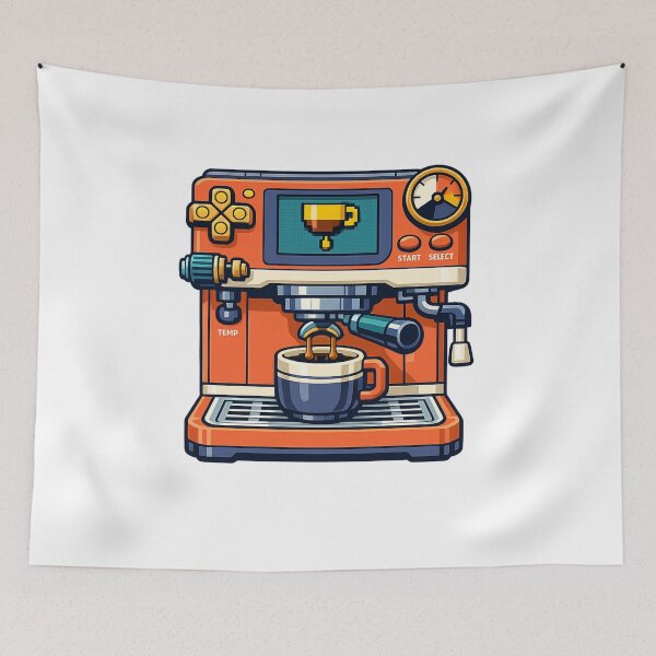 Item preview, Retro Gaming Espresso Machine Lofi Coffee Sticker designed and sold by DesignEpic22.