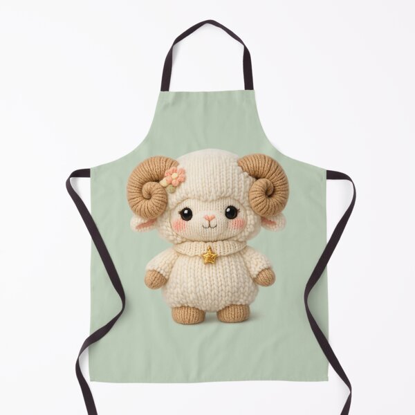 Item preview, Cute Aries Ram Plush Zodiac Nursery | Kawaii Knitted Astrology Knit Art designed and sold by Moons Studio.