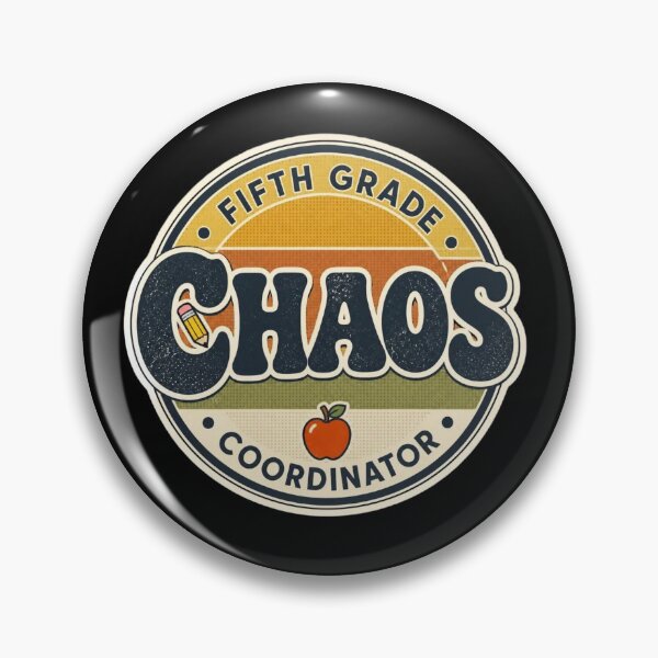Item preview, Retro Chaos Coordinator Fifth Grade Teacher Apple Badge Stickers designed and sold by FestivityFinds.