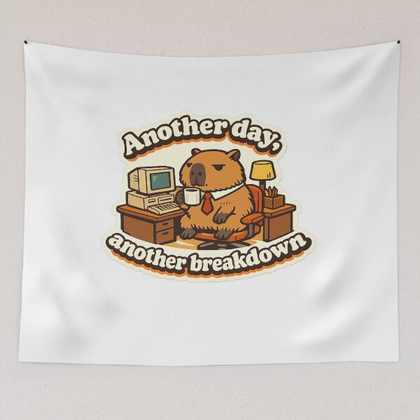 Item preview, Another Day Another Breakdown Capybara Sticker designed and sold by DesignEpic22.