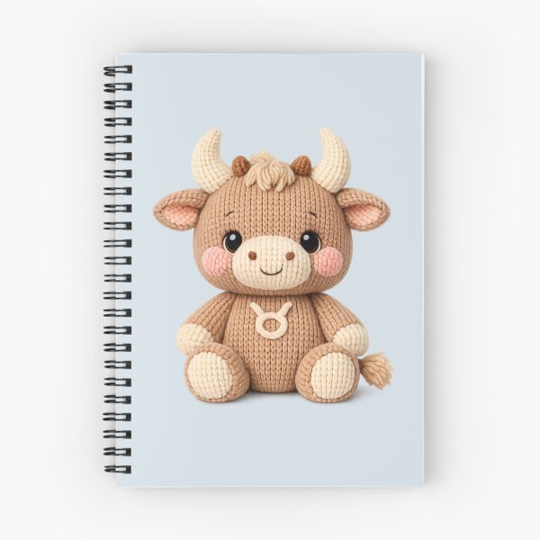 Item preview, Cute Taurus Bull Plush Zodiac Nursery | Kawaii Knitted Astrology Knit Art designed and sold by Moons Studio.