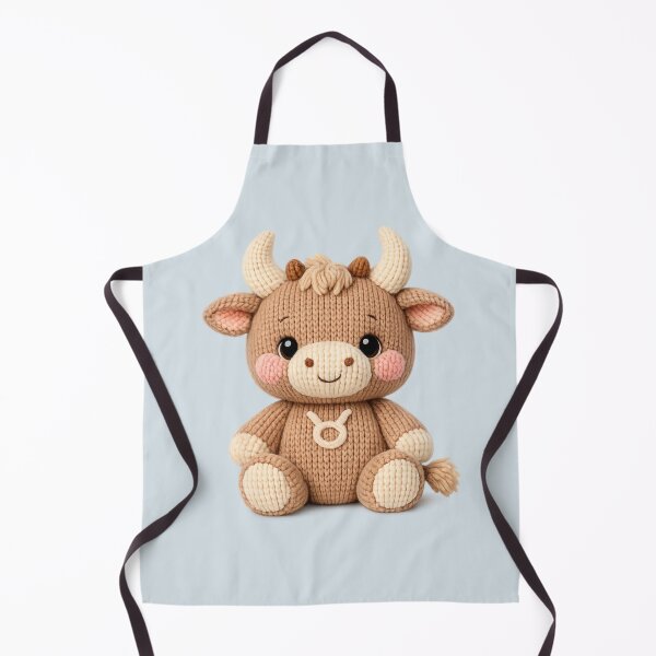 Item preview, Cute Taurus Bull Plush Zodiac Nursery | Kawaii Knitted Astrology Knit Art designed and sold by Moons Studio.