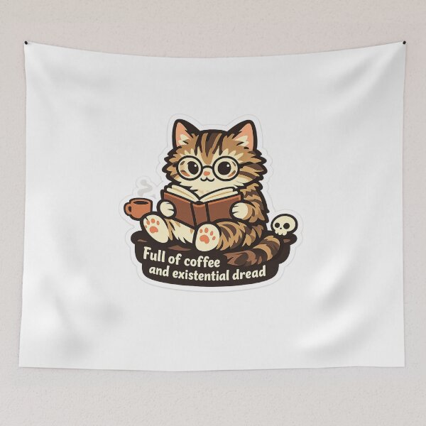 Item preview, Full of Coffee and Existential Dread Cat designed and sold by DesignEpic22.