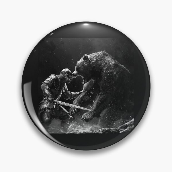 Item preview, Knight Fighting a Bear | Epic Medieval Fantasy Battle | Black and White Warrior Art designed and sold by inkoutninja.