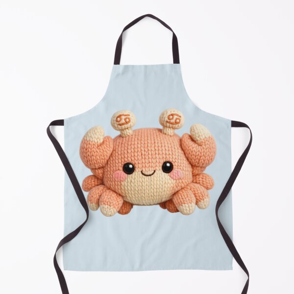 Item preview, Cute Cancer Crab Plush Zodiac Nursery | Kawaii Knitted Astrology Knit Art designed and sold by Moons Studio.