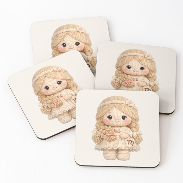Item preview, Cute Virgo Plush Zodiac Nursery | Kawaii Knitted Astrology Knit Art designed and sold by Moons Studio.