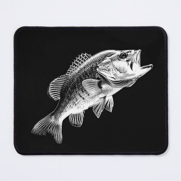 Item preview, Largemouth Bass Fishing Art | Leaping Freshwater Fish | Black and White Wildlife Illustration designed and sold by inkoutninja.