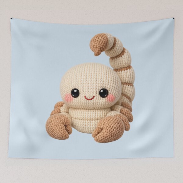 Item preview, Cute Scorpius Scorpion Knitted Plush Zodiac Nursery | Kawaii Knit Astrology Art designed and sold by Moons Studio.