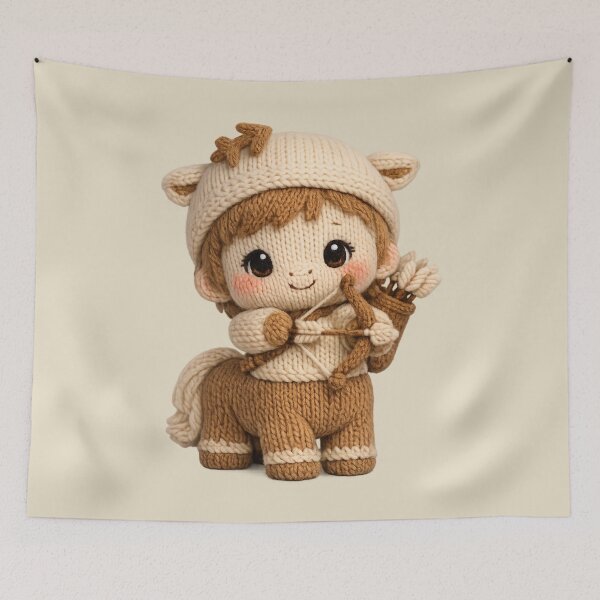 Item preview, Cute Sagittarius Archer Plush Knitted Zodiac Nursery | Kawaii Knit Astrology Art designed and sold by Moons Studio.