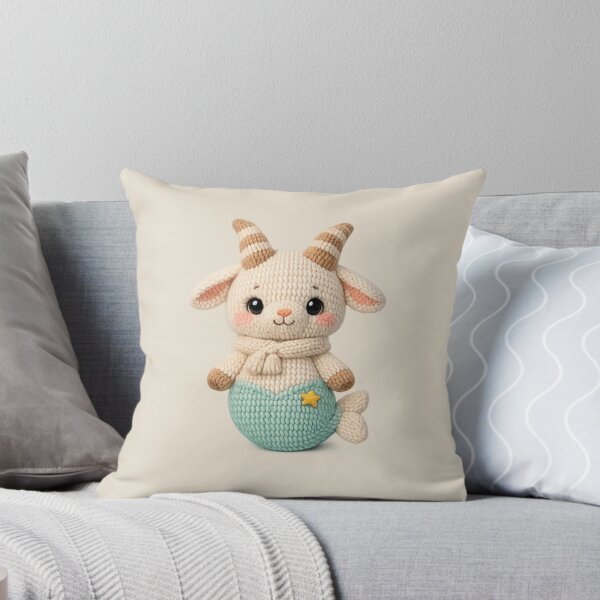 Item preview, Cute Capricorn Goat Plush Knitted Zodiac Nursery | Kawaii Knit Astrology Art designed and sold by Moons Studio.