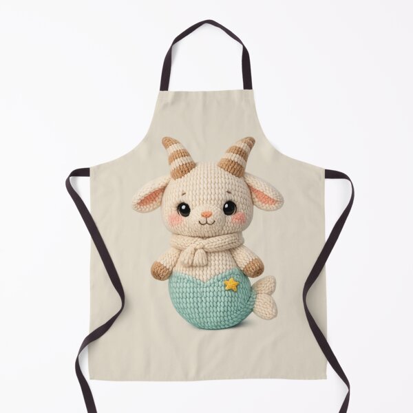 Item preview, Cute Capricorn Goat Plush Knitted Zodiac Nursery | Kawaii Knit Astrology Art designed and sold by Moons Studio.