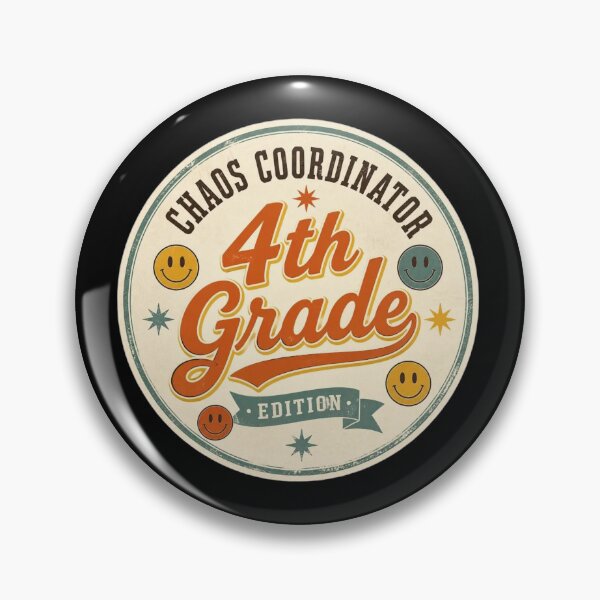 Item preview, Retro Chaos Coordinator 4th Grade Teacher Smiley Badge T Shirts designed and sold by FestivityFinds.