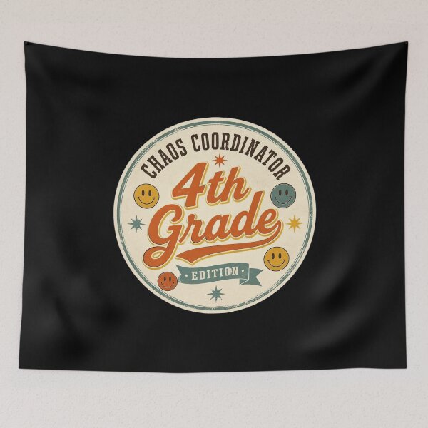 Item preview, Retro Chaos Coordinator 4th Grade Teacher Smiley Badge T Shirts designed and sold by FestivityFinds.