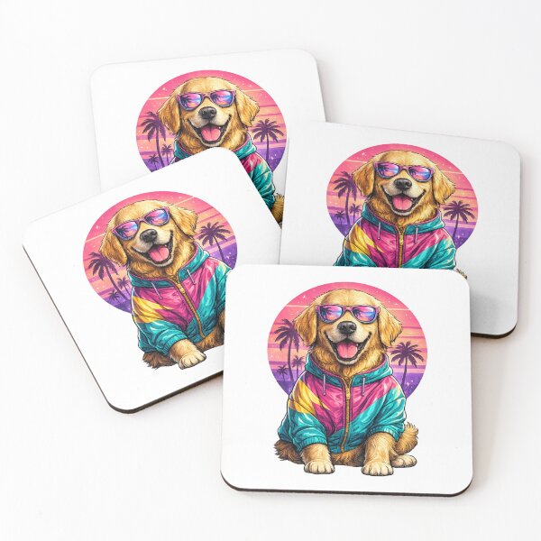 Item preview, Retro Vaporwave Golden Retriever designed and sold by VerdePegajoso.