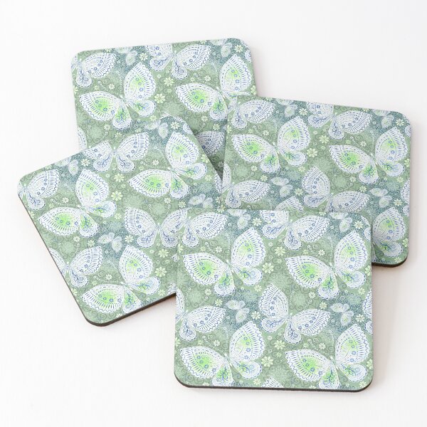 Item preview, Ornate White and Blue Butterfly Seamless Pattern designed and sold by IvanaIka.