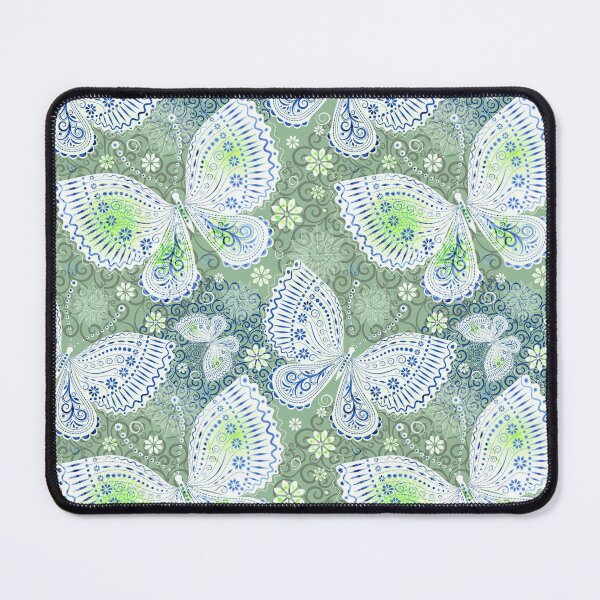 Item preview, Ornate White and Blue Butterfly Seamless Pattern designed and sold by IvanaIka.