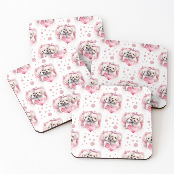 Item preview, Maltese Love Watercolor Hearts – Seamless Dog Pattern designed and sold by Ginetta0815.