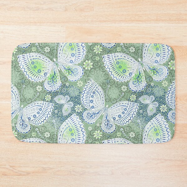 Item preview, Ornate White and Blue Butterfly Seamless Pattern designed and sold by IvanaIka.