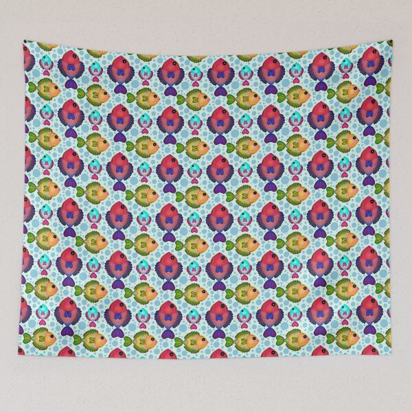 Item preview, Colorful Tropical Fish Pattern  | Neon Aquarium Seamless Ocean Print | Cute Marine Life Illustration designed and sold by HopeAndHustle.