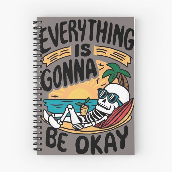 Item preview, Everything Is Gonna Be Okay Relaxing Skeleton Funny Vintage T-Shirt designed and sold by RajDeals.