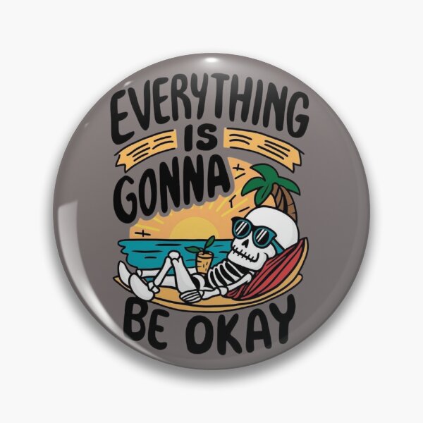 Item preview, Everything Is Gonna Be Okay Relaxing Skeleton Funny Vintage T-Shirt designed and sold by RajDeals.