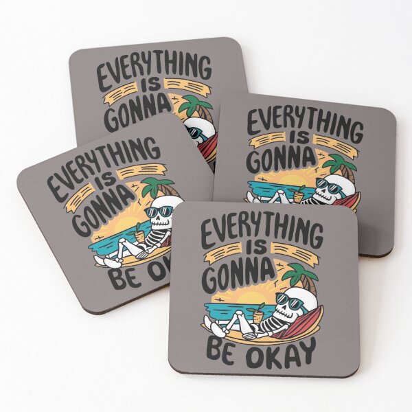Item preview, Everything Is Gonna Be Okay Relaxing Skeleton Funny Vintage T-Shirt designed and sold by RajDeals.