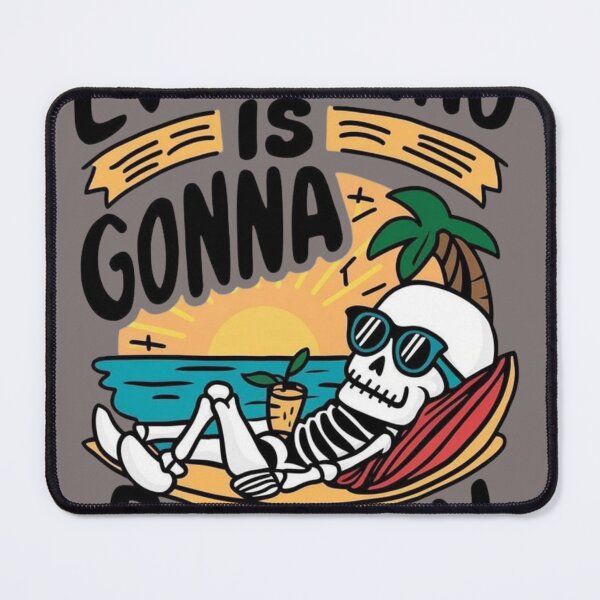 Item preview, Everything Is Gonna Be Okay Relaxing Skeleton Funny Vintage T-Shirt designed and sold by RajDeals.