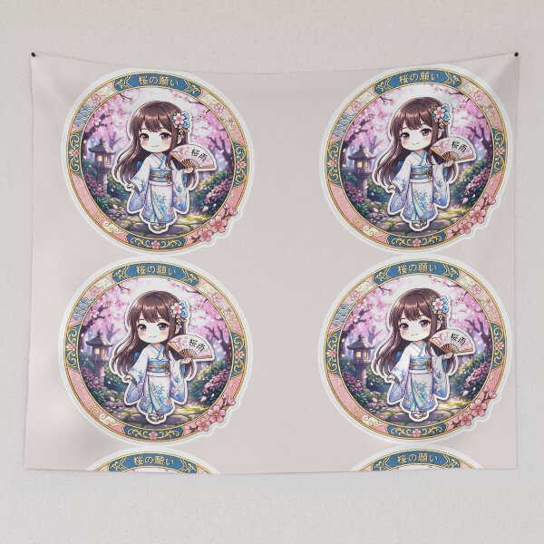 Item preview, Japanese Kimono Girl Sakura Cherry blossom Sticker designed and sold by zenithdecalco.