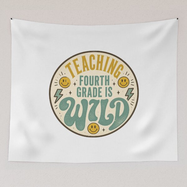 Item preview, Retro Teaching Fourth Grade Is Wild Smiley Lightning Badge T Shirts designed and sold by FestivityFinds.