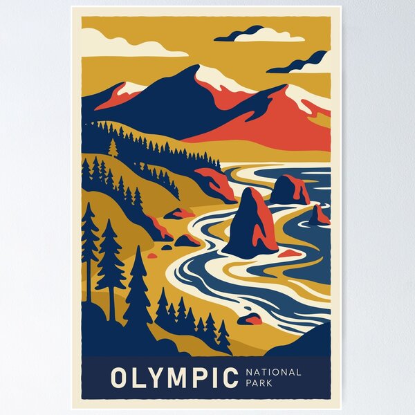 Item preview, Olympic National Park USA Travel Vintage designed and sold by RareDeerArt.