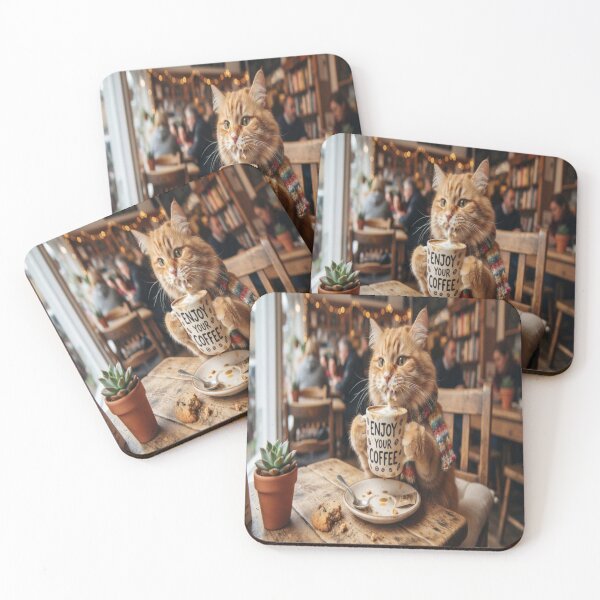 Item preview, cat drink coffe designed and sold by JMAVILA ART.