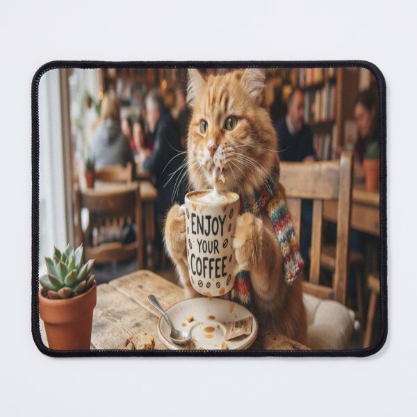 Item preview, cat drink coffe designed and sold by JMAVILA ART.