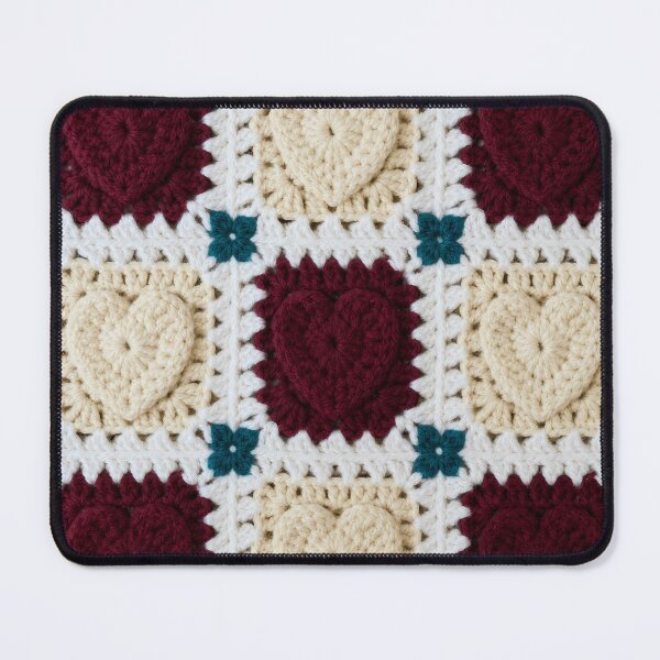 Item preview, Crochet Heart Granny Square Burgundy Cream Valentine designed and sold by LuisWorks.