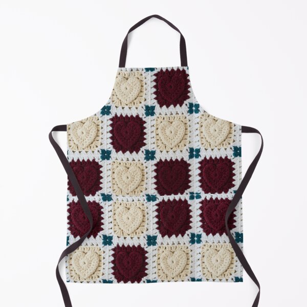 Item preview, Crochet Heart Granny Square Burgundy Cream Valentine designed and sold by LuisWorks.