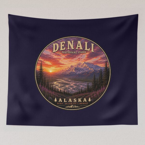 Item preview, Denali National Park Round Badge | Alaska Vintage Patch | Hidden Bigfoot  designed and sold by Swanny's Custom T-shirt and Gift Designs.