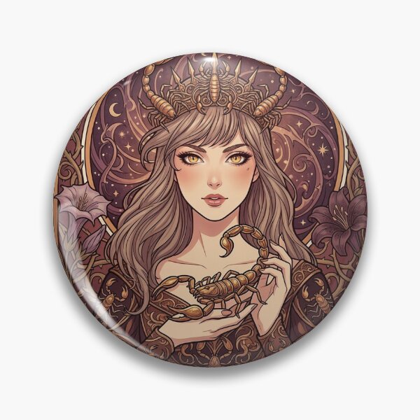 Item preview, Scorpio Energy Art Nouveau Anime Zodiac – Mystic Scorpion Crown Fantasy Illustration designed and sold by RSDigitalPrintDesign.