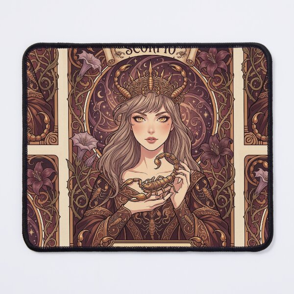 Item preview, Scorpio Energy Art Nouveau Anime Zodiac – Mystic Scorpion Crown Fantasy Illustration designed and sold by RSDigitalPrintDesign.