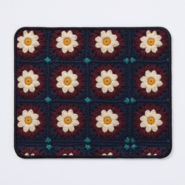 Item preview, Thick Wool Crochet Daisy Burgundy Navy Cream designed and sold by LuisWorks.