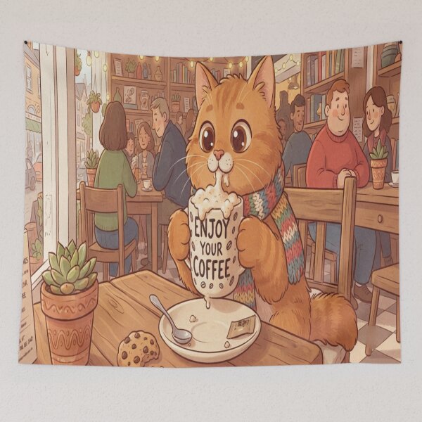 Item preview, a cat in cafeteria version anime designed and sold by JMAVILA ART.