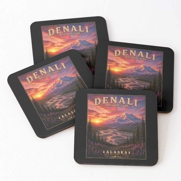 Item preview, Denali National Park Poster | Alaska Vintage Travel Poster | Hidden Bigfoot Landscape Art designed and sold by Swanny's Custom T-shirt and Gift Designs.