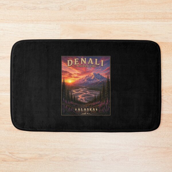 Item preview, Denali National Park Poster | Alaska Vintage Travel Poster | Hidden Bigfoot Landscape Art designed and sold by Swanny's Custom T-shirt and Gift Designs.