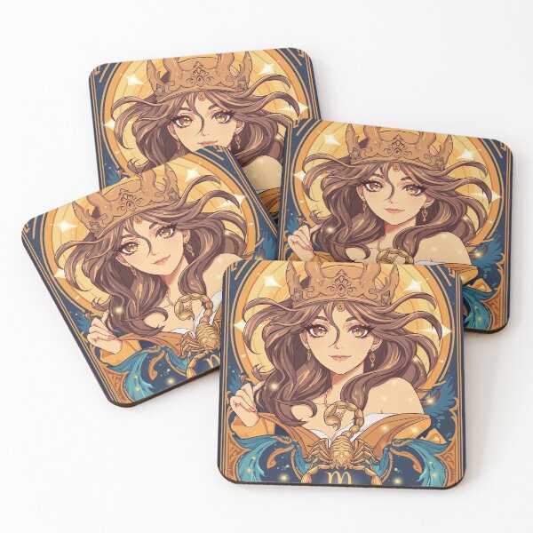 Item preview, Scorpio Energy Art Nouveau Anime Zodiac – Mystic Scorpion Crown Fantasy Illustration designed and sold by RSDigitalPrintDesign.