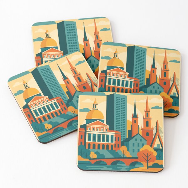 Item preview, Retro Pop Art Poster Illustration of Boston | Bold Skyline Featuring Beacon Hill & Zakim Bridge | Vintage New England Wall Art Decor designed and sold by PaintedPixels01.