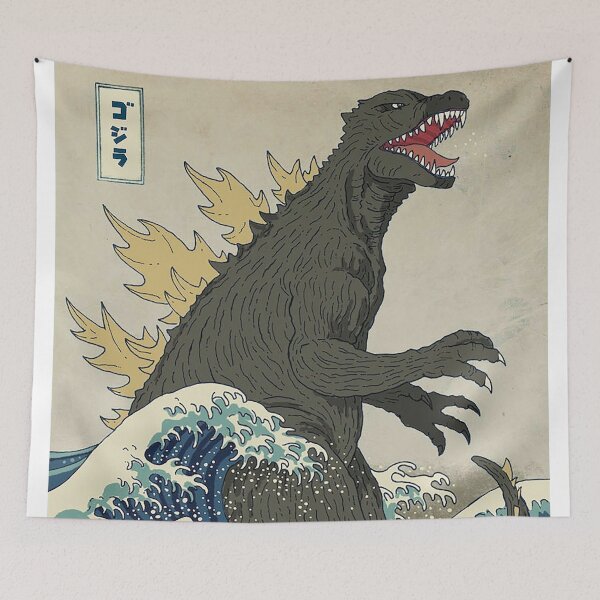 Item preview, Poster Godzilla Ukiyo-e The Great Wave Kaiju Art designed and sold by jeangodeman.
