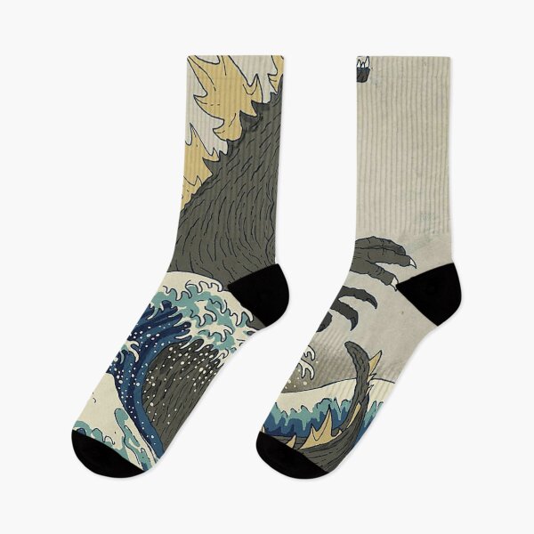 Item preview, Poster Godzilla Ukiyo-e The Great Wave Kaiju Art designed and sold by jeangodeman.