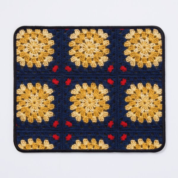 Item preview, Golden Star Crochet Square Navy Blue Red designed and sold by LuisWorks.