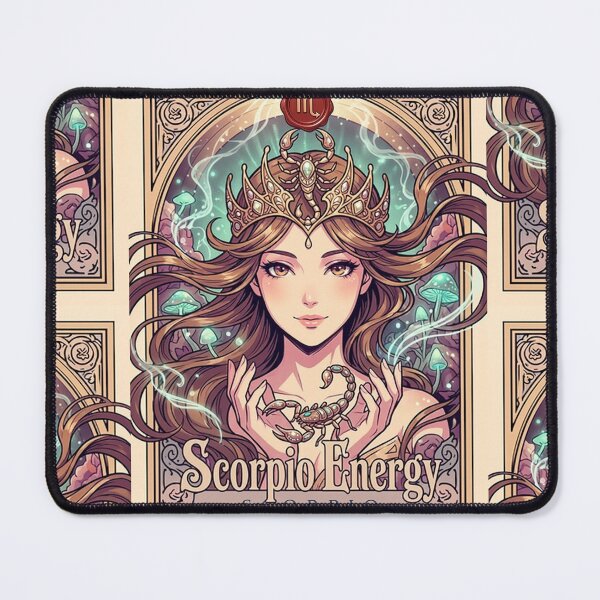 Item preview, Scorpio Energy Art Nouveau Anime Zodiac – Mystic Scorpion Crown Fantasy Illustration designed and sold by RSDigitalPrintDesign.