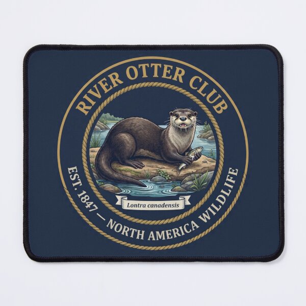 Item preview, River Otter Club Vintage Badge North American Wildlife designed and sold by CalmCapy Co.